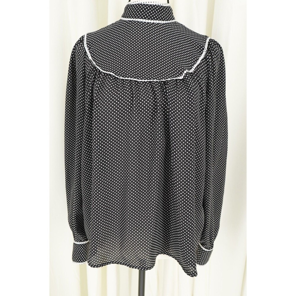 Who What Wear Women's Long Sleeve Polka Dot High Back Neck Keyhole Blouse SZ XS